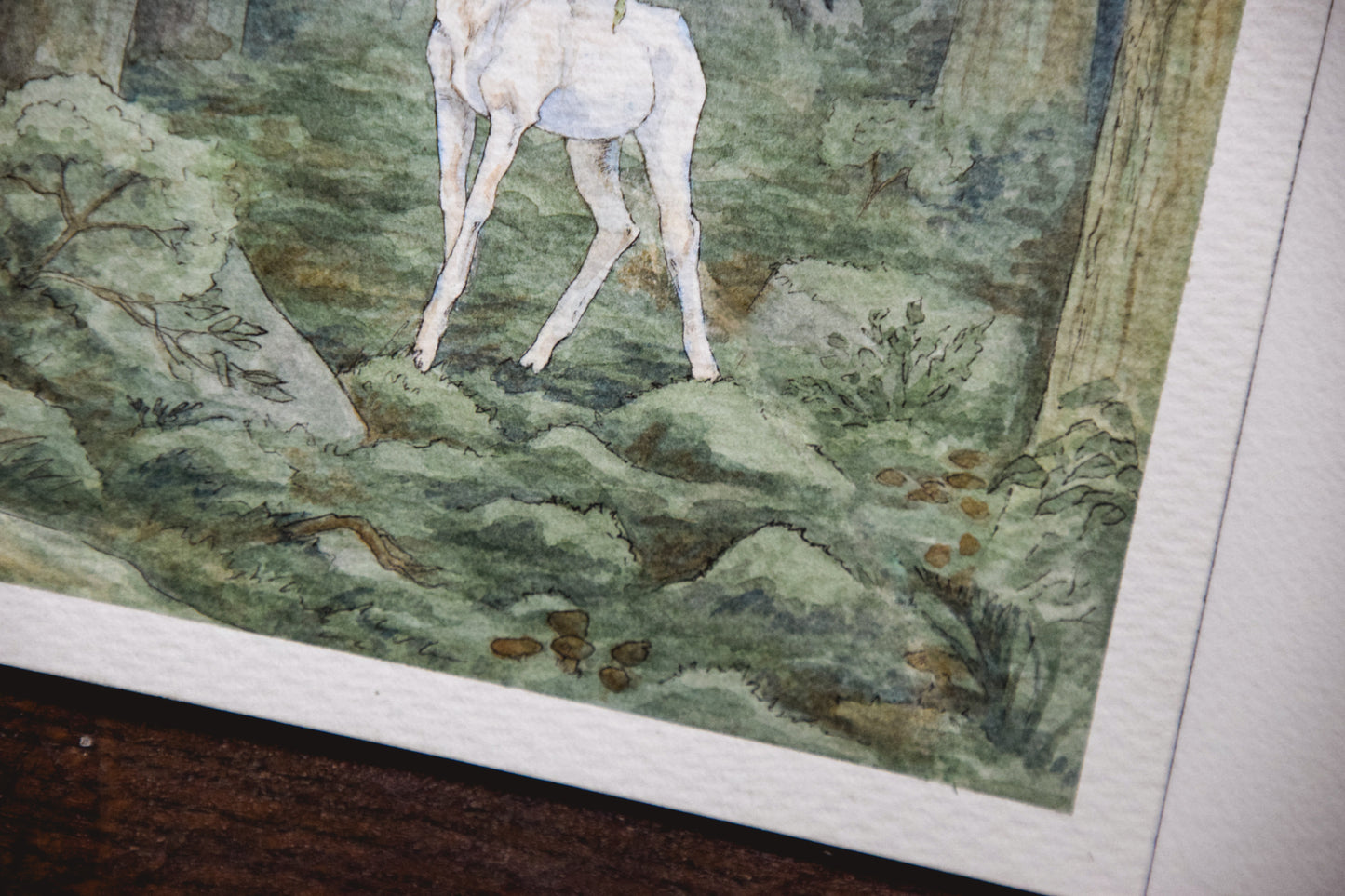 White Stag in the Dark Woods - Giclée Art Print