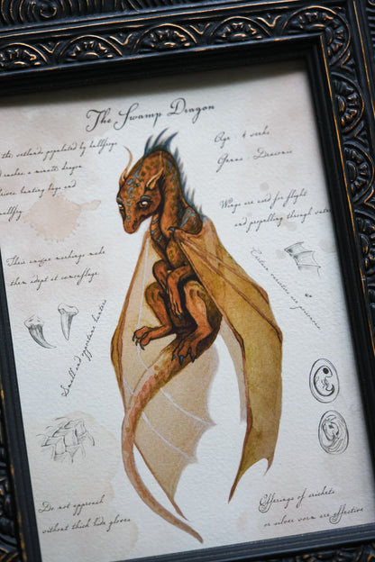 Swamp Dragon with Notes - Giclée Art Print