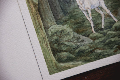 White Stag in the Dark Woods -  Giclée Art Print