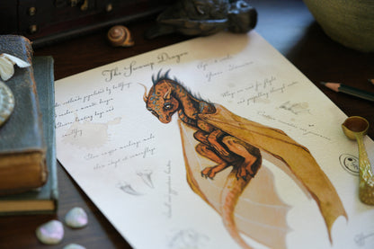 Swamp Dragon with Notes - Giclée Art Print