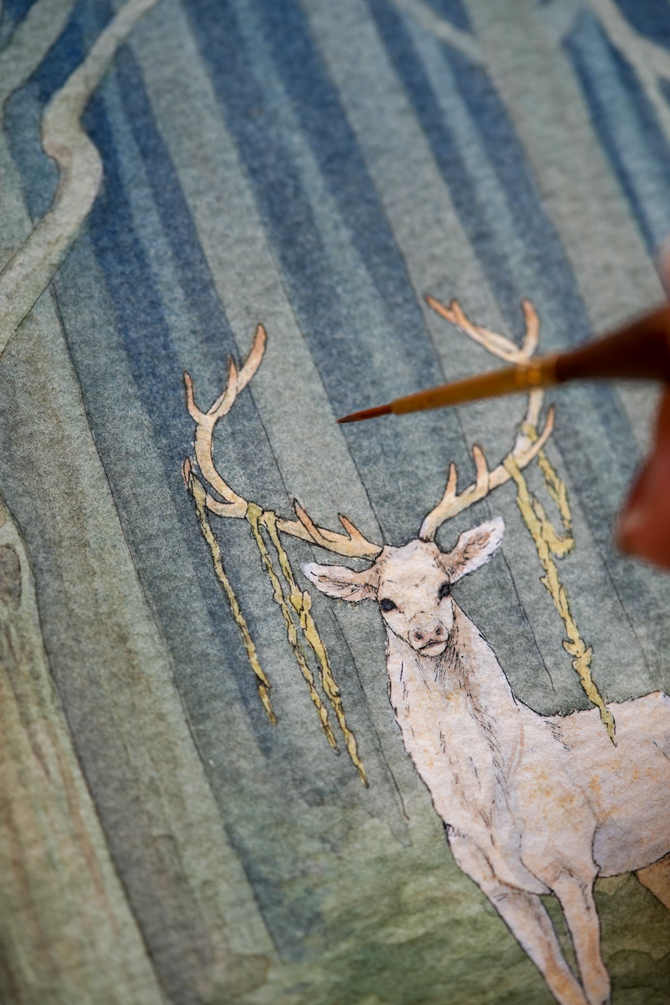 White Stag in the Dark Woods -  Giclée Art Print