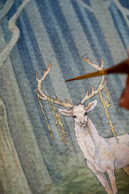 White Stag in the Dark Woods -  Giclée Art Print