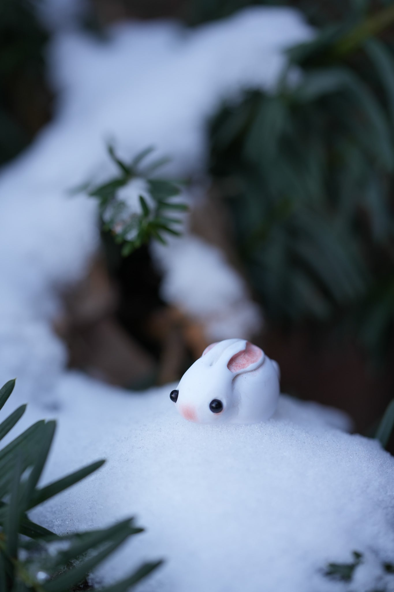 Snow Bunny - PolymerClay Figurine