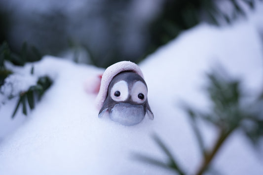 The Christmas Penguin - PolymerClay Figurine