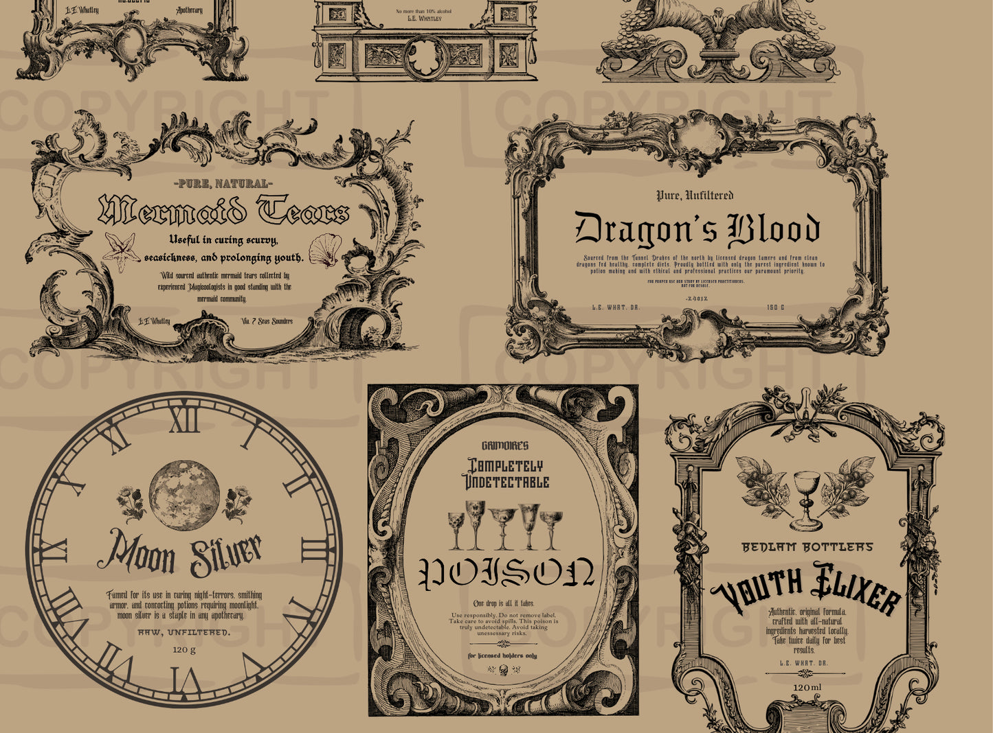 Vintage Spooky Apothecary Potion Labels - Printable Download
