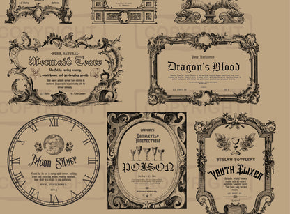 Vintage Spooky Apothecary Potion Labels - Printable Download