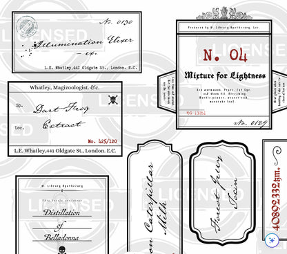 Victorian Apothecary Labels - 10 Vintage Fantasy Potion Bottle Labels, Printable Download